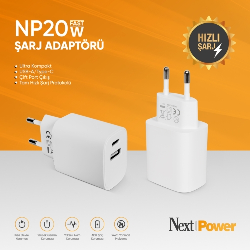 NP20W Hızlı Şarj Adaptörü