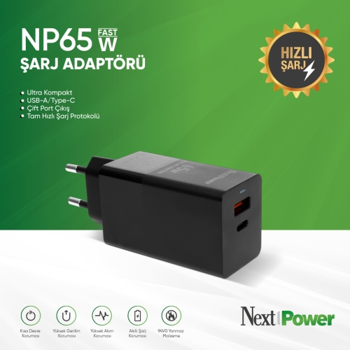 NP65W Hızlı Şarj Adaptörü